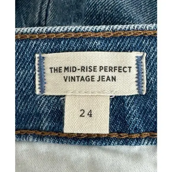 NWT Madewell The Mid-Rise Perfect Vintage Jean in Ainsdale Wash: Knee-Rip Sz 24